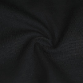 Tissu jersey bord-côte de coton uni - Noir