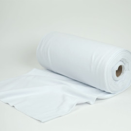Tissu jersey bord-côte de coton uni - Blanc