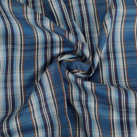 Tissu satin de coton à motif tissé carreaux bleu et blanc