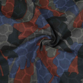 Tissu coton Gaspard à motif tissé abstrait noir, kaki, bleu
