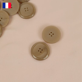 22 mm - Boutons rond quatre trous brillant en Galalithe beige