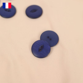 22 mm - Boutons rond deux trous brillant en Galalithe - bleu roy