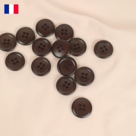 18 mm - Boutons rond quatre trous mat en Galalithe - ébène