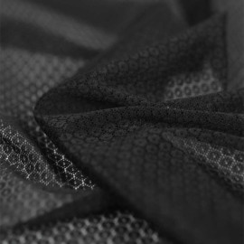 Tissu dentelle stretch à motif graphique - noir