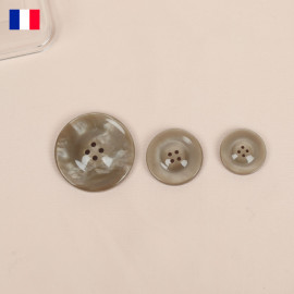 Lot de 18 boutons vintage Blanpain Thibon - Boutons ronds quatre trous en Galalithe effet nacré - nougat