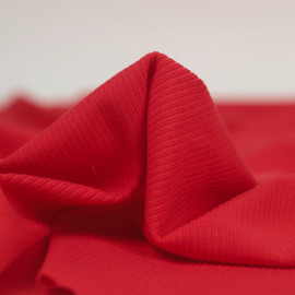 Tissu jersey maille côte Richelieu de coton - rouge
