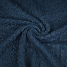 Tissu maille tricot tressé - uni - Bleu