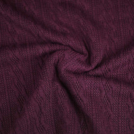 Tissu maille tricot tressé - uni - Bordeaux