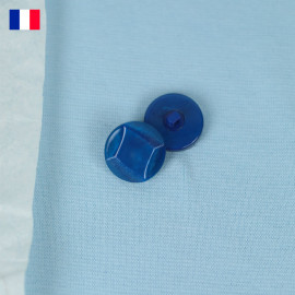 22 mm - Boutons ronds à queue en Galalithe effet nacré - bleu roi