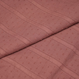 Tissu coton plumetis et bandes brodées rose vieilli  - pretty mercerie - mercerie en ligne